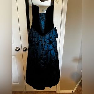 Silky Blue and black velvet dress.